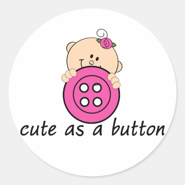 Cute som Button-ROSA Runt Klistermärke (Framsida)