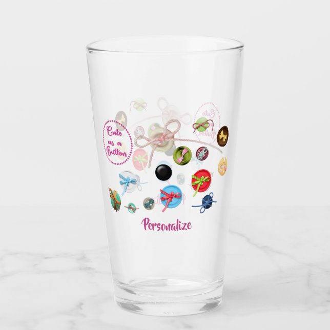 Cute som Button Sewing Quote Buttons Seamstress Glaskopp (Framsida)