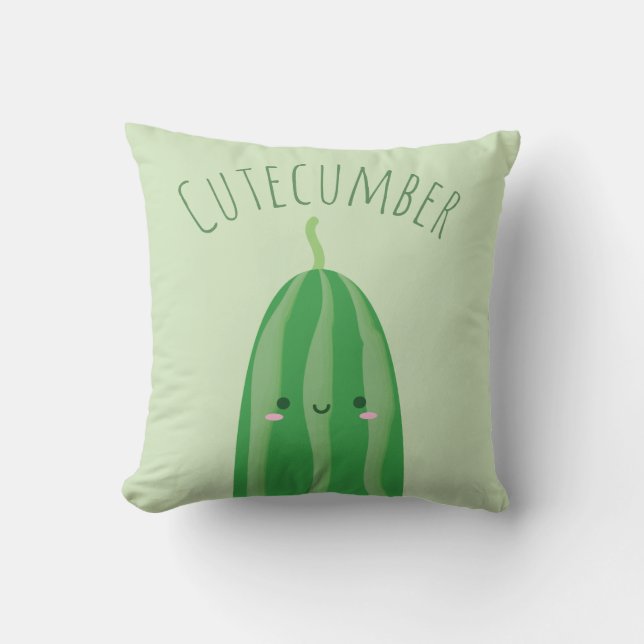 Cute som Cucumber Funny Kawaii Cutecumber Namn Kudde (Framsida)