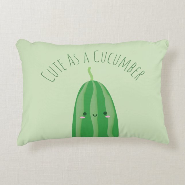 Cute som Cucumber Funny Kawaii Cutecumber Prydnadskudde (Framsidan)
