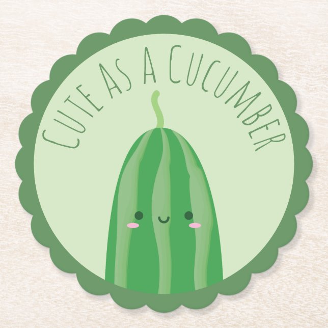 Cute som Cucumber Funny Kawaii Cutecumber Underlägg Papper (Framsida)