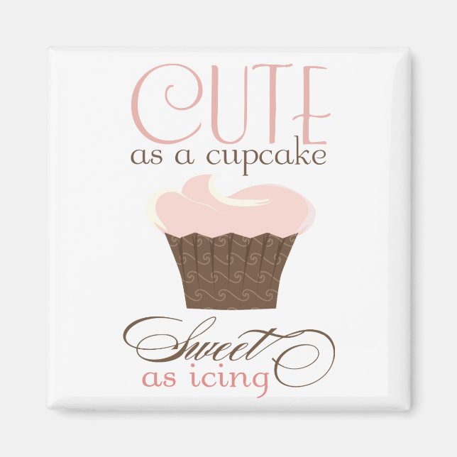 Cute som cupkaka! Rosa & Brown Magnet (Framsidan)