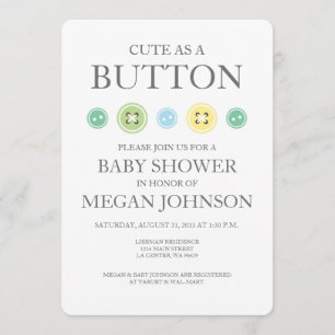 Cute som en Unisex-Button-inbjudan Inbjudningar