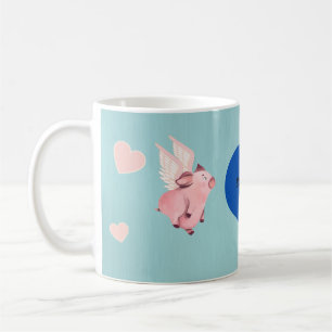 Cute som flyger Gris med Vingar när Grisar flyger Kaffemugg