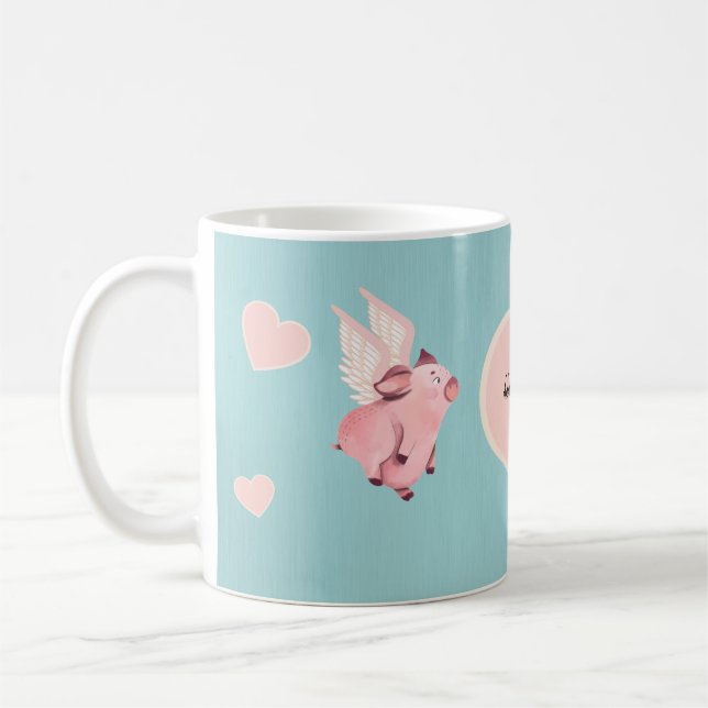 Cute som flyger Gris med Vingar när Grisar flyger  Kaffemugg (Vänster)