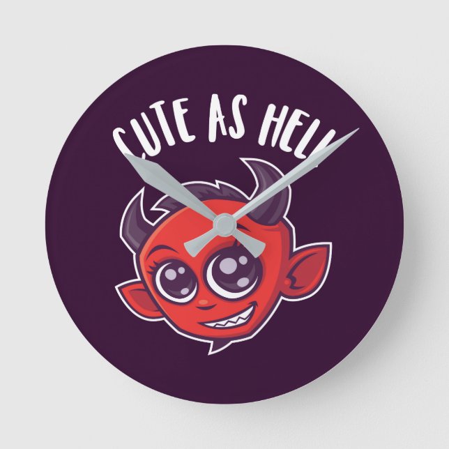 Cute som helvetet Djävulen Rund Klocka (Framsida)