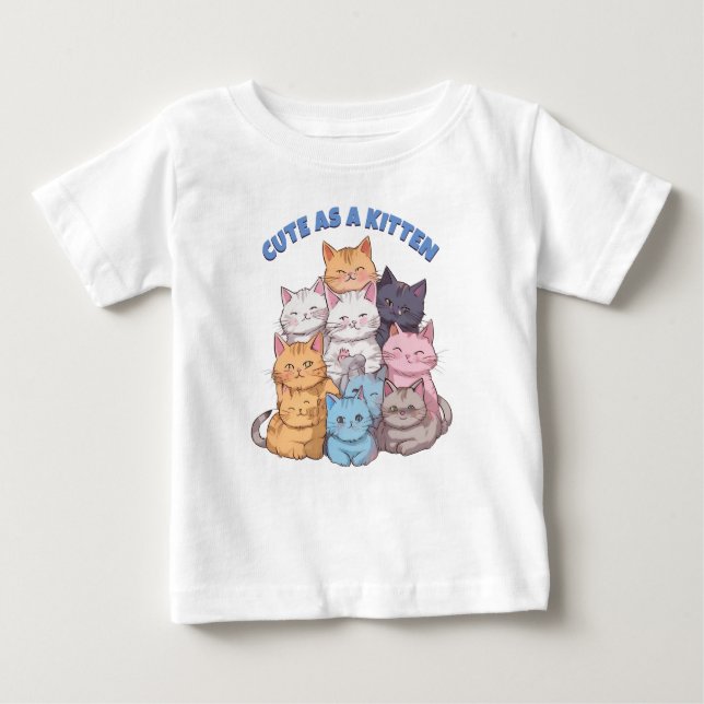 Cute som kattunge med Kattunge Pile T Shirt (Framsida)