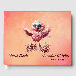 Cute som kör flamingo som välkomnar sommartid gästböcker