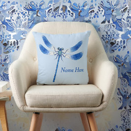 Cute som Kryp Blue Dragonfly Dekorativ kudde