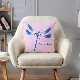 Cute som Kryp Blue Dragonfly på Rosa Kudde