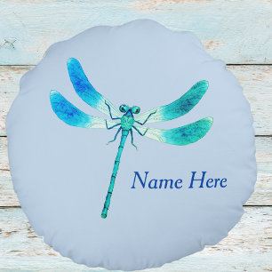 Cute som Kryp Blue Grönt Dragonfly Rund Kudde