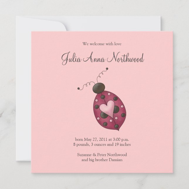 Cute som Kryp ・ Cerise Ladybug Meddelande (Framsida)