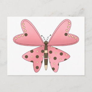 Cute som Kryp ・ Rosa och brunt fjäril Vykort