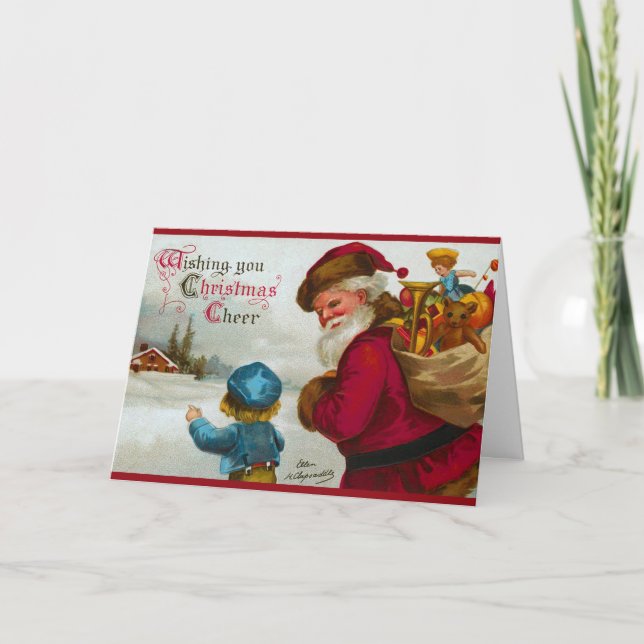 Cute som visar julklapp för mitt hus helgkort (Framsida)