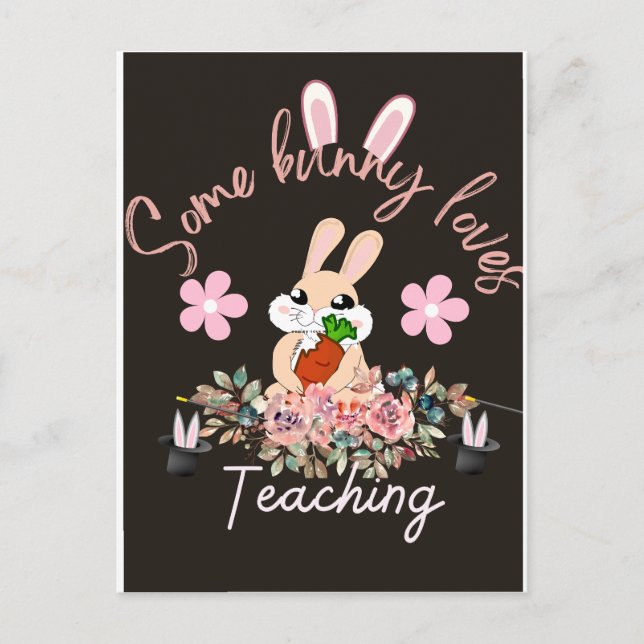 Cute some bunny loves teaching mug vykort (Framsida)
