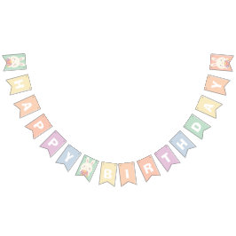 Cute some Bunny och Flowers Rainbow Grattis på föd Vimplar