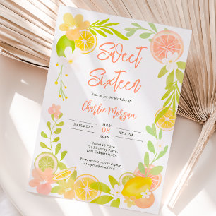 Cute sommarcitrus blommigt vattenfärgssöt 16 inbjudningar