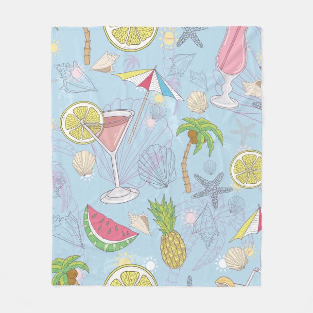 Cute sommarillustration mönster med vattenmelon,  fleecefilt (Framsidan)