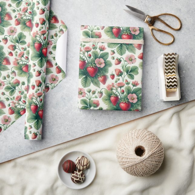 Cute sommarjordgubbar, frisida presentpapper (Hantverk)