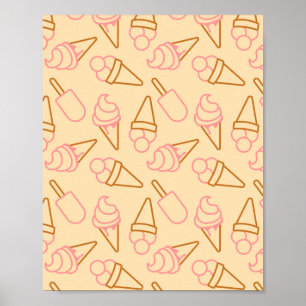 Cute Sommarmat med konturer av glass Poster