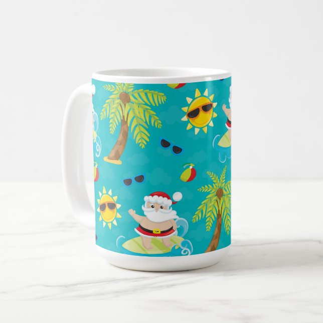 CUTE SOMMER SURFING CHRISTMAS JULTOMTEN KAFFEMUGG (Framsida vänster)