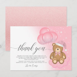 Cute Sömnig Bear Girl Baby Shower Tack för ditt ko Inbjudningar