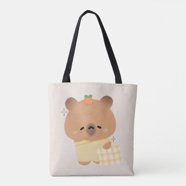 Cute Sömnig Capybara Tygkasse (Baksida)