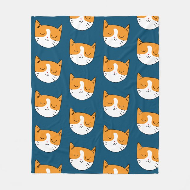 Cute Sömnig Cat Blanket Fleecefilt (Framsidan)
