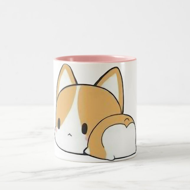 Cute Sömnig Corgi Mugg - 2 ton (Center)