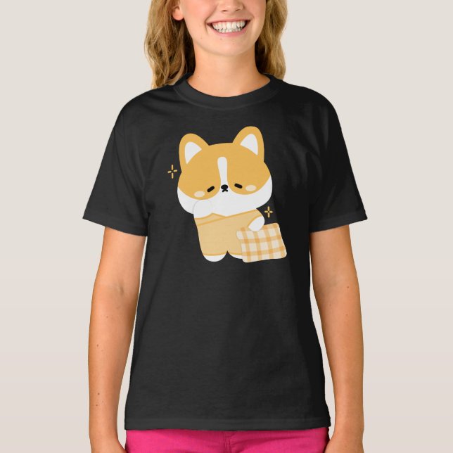 Cute Sömnig Corgi T Shirt (Framsida)