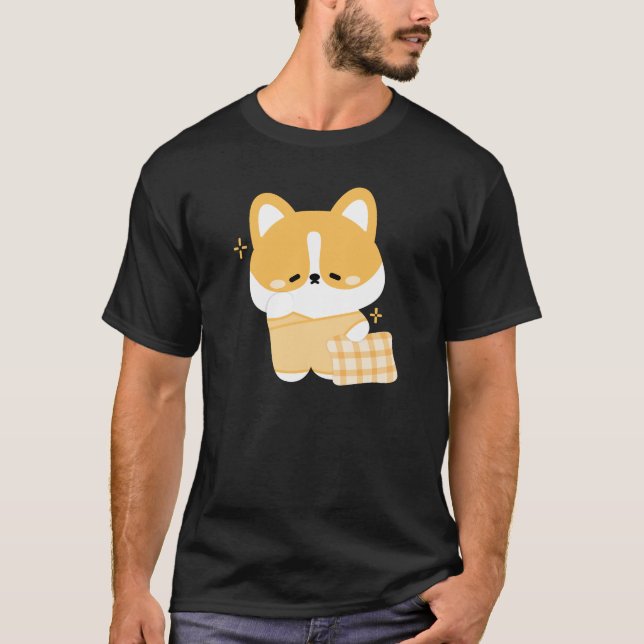 Cute Sömnig Corgi T Shirt (Framsida)