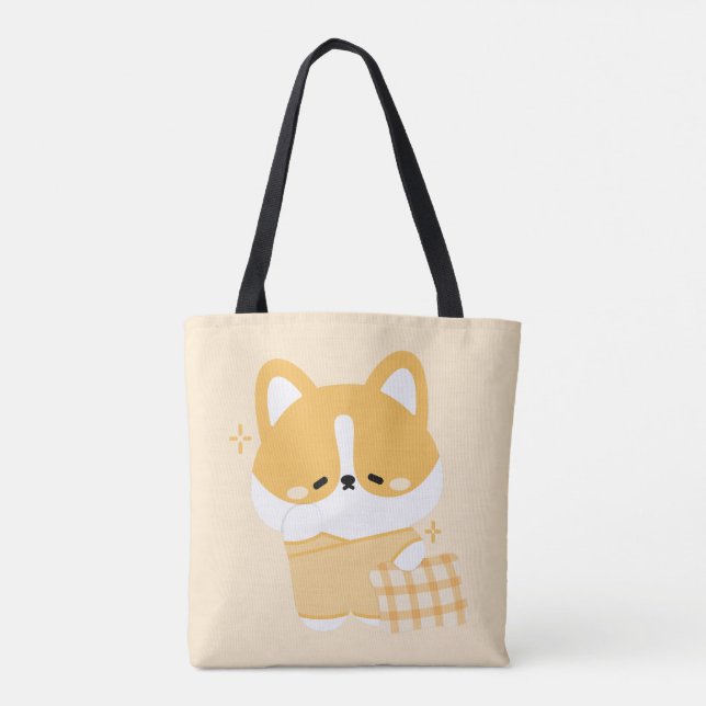 Cute Sömnig Corgi Tygkasse (Baksida)