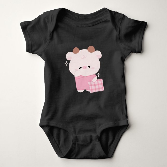 Cute Sömnig Cow T Shirt (Framsida)