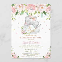 Cute Sömnig Elephant Virtuell Baby Shower med post Inbjudningar