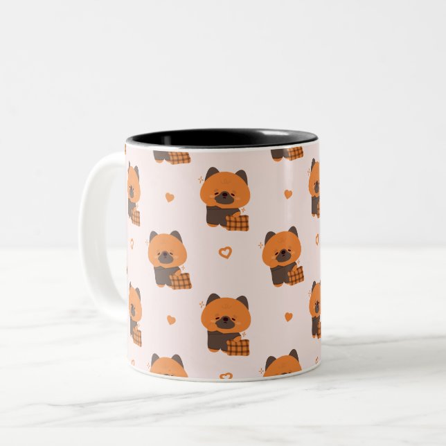 Cute Sömnig German Shepherd Två-Tonad Mugg (Framsida vänster)