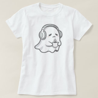 Cute Sömnig Ghost med kaffe | ENDAST VITA T Shirt