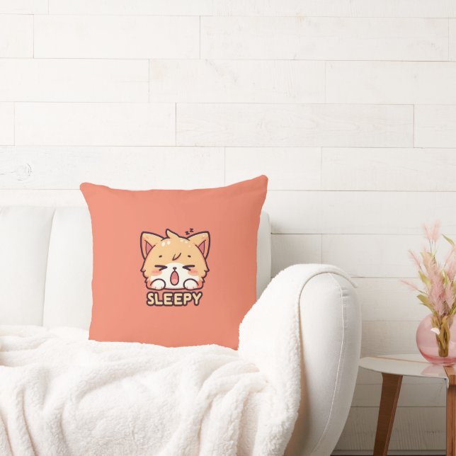 Cute, Sömnig katt Kudde (Soffa)