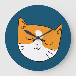 Cute Sömnig Katt Stor Klocka
