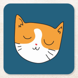 Cute Sömnig Katt Underlägg Papper Kvadrat