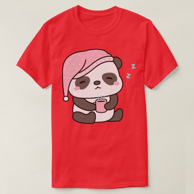 Cute Sömnig lite panda med kaffe T Shirt (Design framsida)