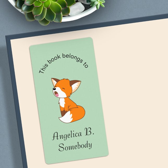 Cute Sömnig liten fox-bokplatta Fraktsedel (Skapare uppladdad)