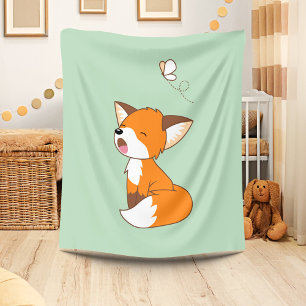 Cute Sömnig Little Fox Fleecefilt