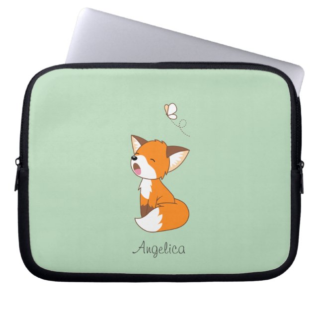 Cute Sömnig Little Fox Laptop Fodral (Framsidan)