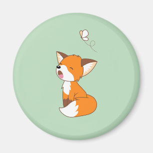 Cute Sömnig Little Fox Magnet