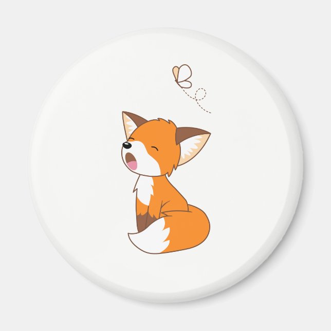 Cute Sömnig Little Fox Magnet (Framsidan)