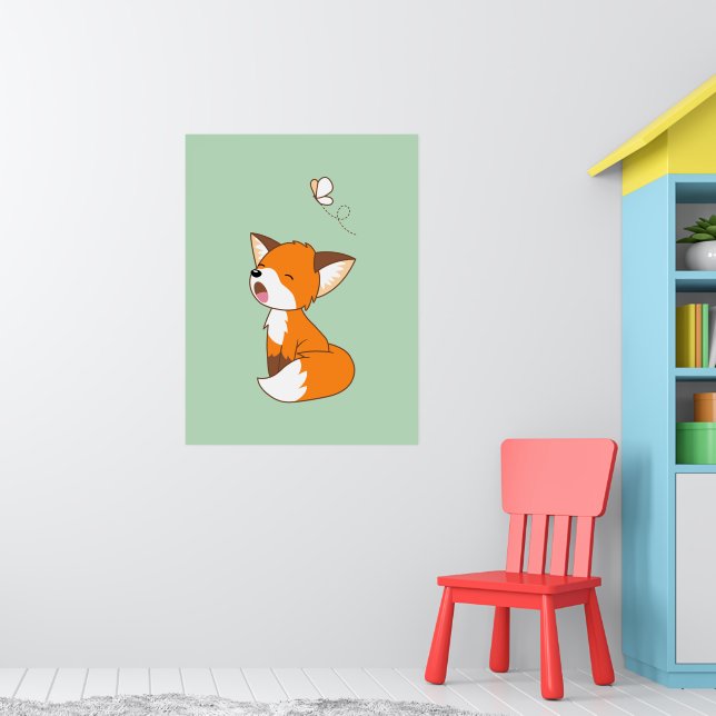 Cute Sömnig Little Fox Poster (Barnkammare 1)