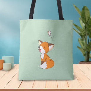 Cute Sömnig Little Fox Tygkasse