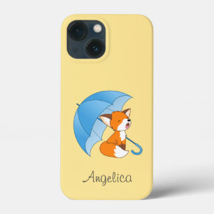 Cute Sömnig Little Fox under Parbrella
