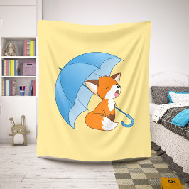 Cute Sömnig Little Fox under Parbrella