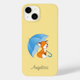 Cute Sömnig Little Fox under Parbrella
